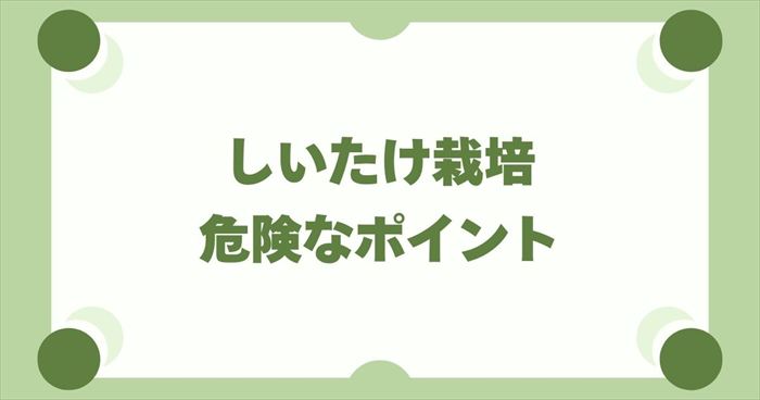 しいたけ栽培で本当に危険な3つのポイント