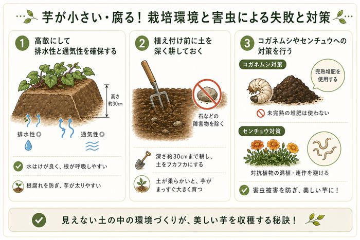 芋が小さい・腐る！栽培環境と害虫による失敗と対策