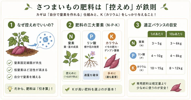 さつまいも栽培の肥料は「控えめ」が鉄則｜失敗しない基本の考え方