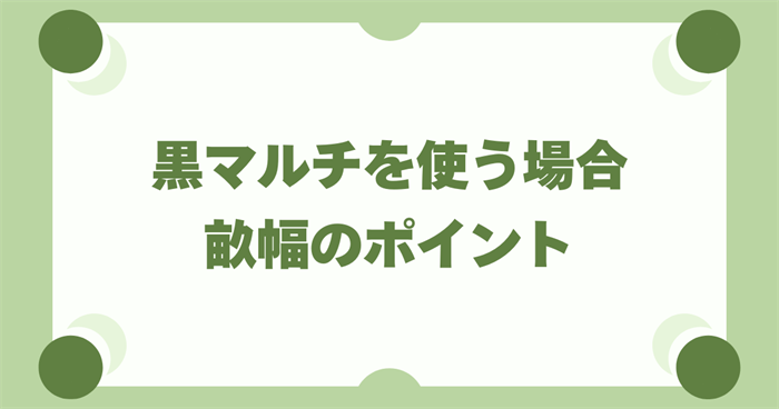 さつまいも栽培で黒マルチを使う場合の畝幅のポイント