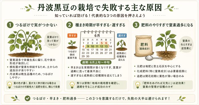 丹波黒豆の栽培で失敗する主な原因とは