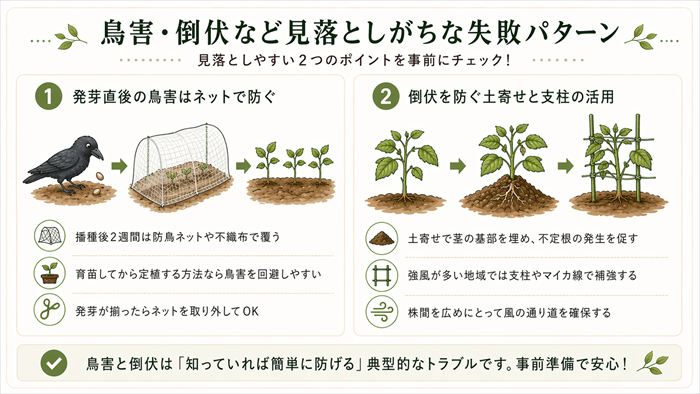 鳥害・倒伏など見落としがちな失敗パターン